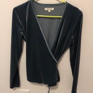 Small Madewell Velvet Wrap Shirt